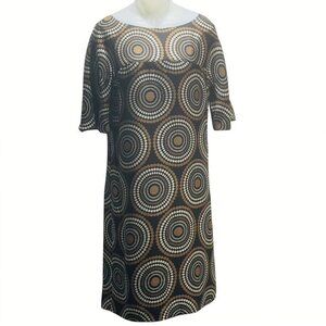 Tory Burch Silk Shift Dress Women's Size 8 Geometric Circle Pattern